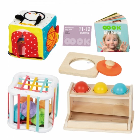Edukacinis žaislas 11-12M FSC WOOPIE GREEN Box 5in1 Montessori