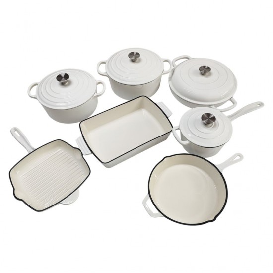 Emaliuotų ketaus puodų rinkinys TETSU Stew 7, Baltas