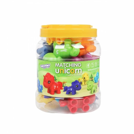 Figūrėlių lavinamasis rinkinys Vienaragiai surinkimui „Suderink skaičius“ 13 vnt. WOOPIE Montessori