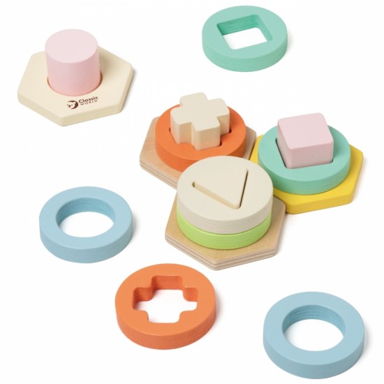 Formų ir spalvų rūšiavimo dėlionės bokštas CLASSIC WORLD Montessori