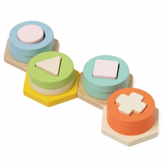 Formų ir spalvų rūšiavimo dėlionės bokštas CLASSIC WORLD Montessori