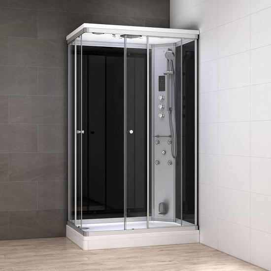 Garinė Dušo Kabina AMUE-AR1280-2R Black 120x80 cm.