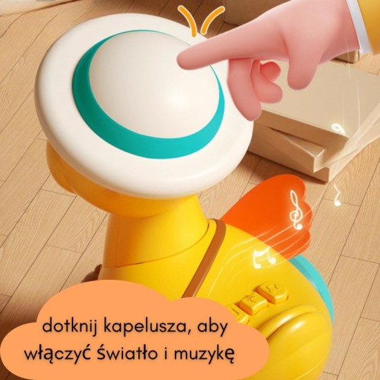 Geltona Antis su Rožiniu Triušiuku Traukiamoje Priekaboje WOOPIE BABY