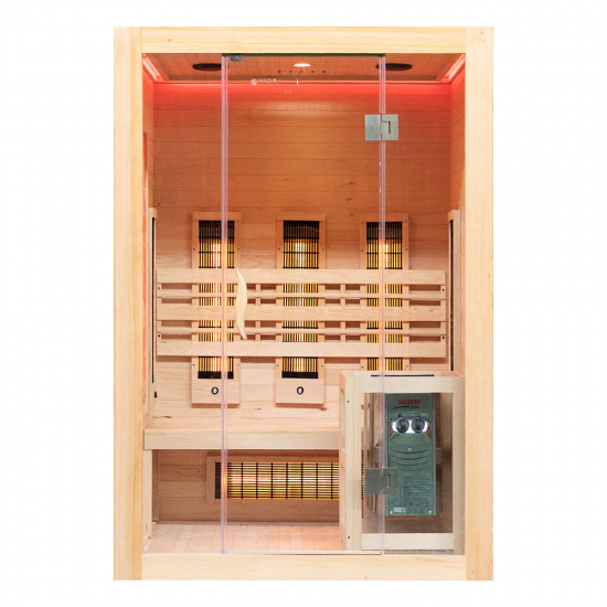 Infraraudonųjų spindulių pirtis su HARVIA 3,5 kW krosnele ir druskos akmeniu AMO-SW2 COMBO 130x110x190 cm