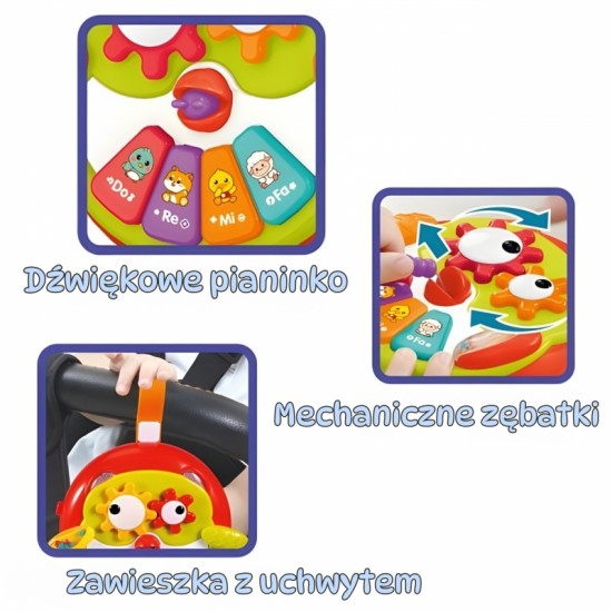 Interaktyvus pelėdos pianino žaislas su čežėjančia uodega WOOPIE BABY