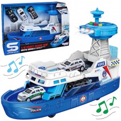 Interaktyvus policijos patrulių kateris - mastelis 1:16 + 3 automobiliai WOOPIE