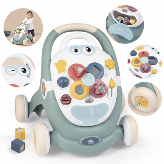 Interaktyvus vežimėlis su stūmikliu SMOBY Little Walker 3in1