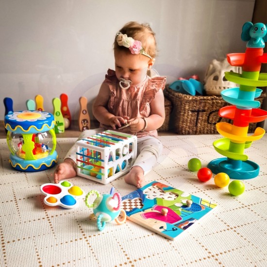 Kamuoliukų takelio spiralės rinkinys + 3 kamuoliukai WOOPIE BABY