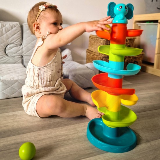 Kamuoliukų takelio spiralės rinkinys + 3 kamuoliukai WOOPIE BABY