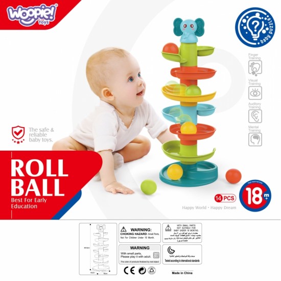 Kamuoliukų takelio spiralės rinkinys + 3 kamuoliukai WOOPIE BABY