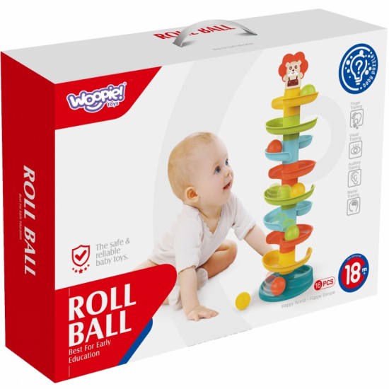 Kamuoliukų takelio spiralės rinkinys + 6 kamuoliukai WOOPIE BABY