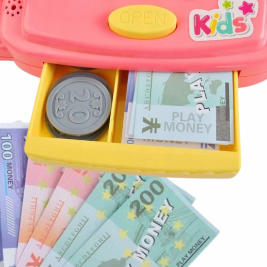 Kasos aparatas su lentyna ir priedais, rožinis WOOPIE