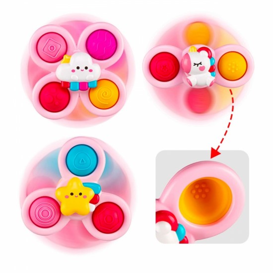 Keičiamas sensorinis žaislas „Space Spinner Pop-it“, 3 vnt., rožinis. WOOPIE BABY