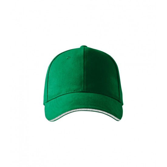 Kepurėle su snapeliu MALFINI Sandwich 6P Kelly green 340 g/m²