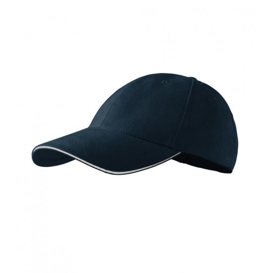 Kepurėle su snapeliu MALFINI Sandwich 6P Navy blue 340 g/m²