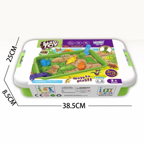 Kinetinis smėlis 1,5 kg XXL rinkinys ZOO Safari stalas su formomis WOOPIE