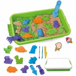 Kinetinis smėlis 1,5 kg XXL rinkinys ZOO Safari stalas su formomis WOOPIE