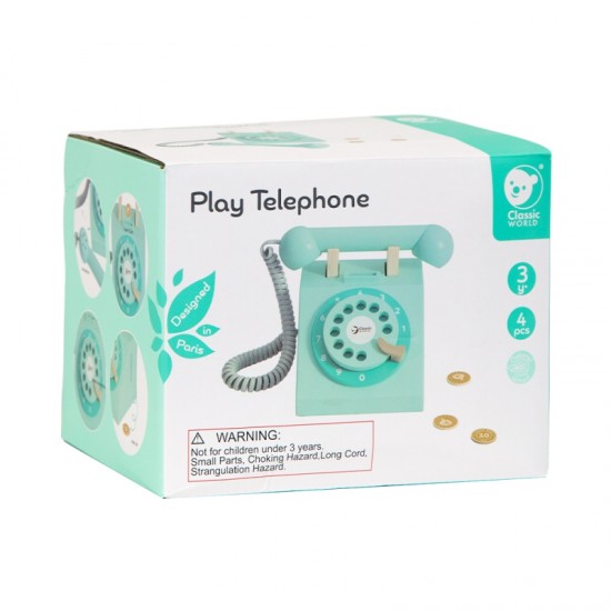 Klasikiniai mediniai telefonai vaikams, 4 vnt. CLASSIC WORLD