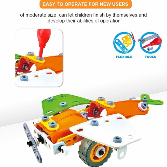 Konstravimo kaladėlių rinkinys STEM transporto priemonės 163 vnt. WOOPIE
