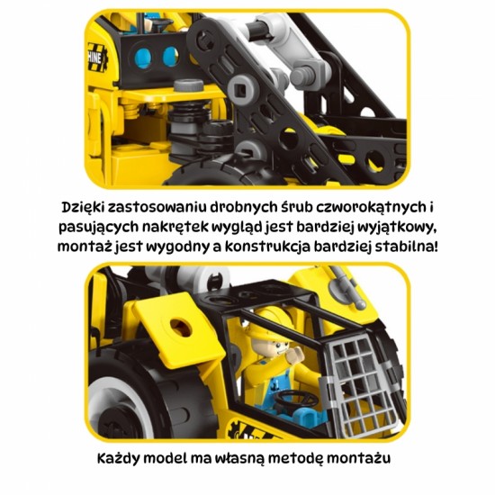 Konstravimo rinkinys STEAM Statybinės transporto priemonės 6in1 223 vnt. WOOPIE