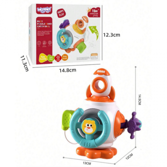 Kosminis kamuoliukas-raketa 6in1 Montessori 18m+ WOOPIE BABY