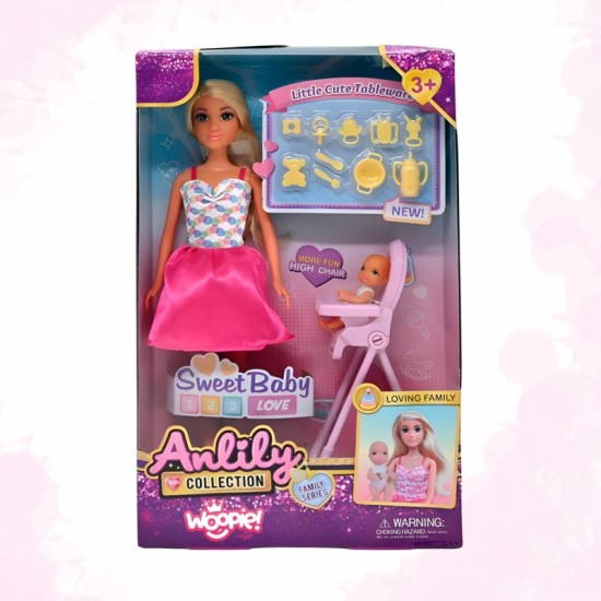 Kūdikio lėlės maitinimo kėdutės priedų rinkinys WOOPIE ROYAL Lily Lily