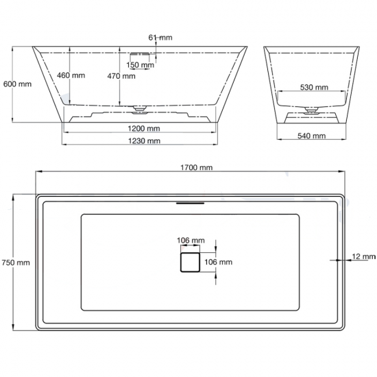 Laisvai Pastatoma Akmens Masės Vonia AMUE-001MW 170x75 cm. Laisvai Pastatoma Akmens Masės Vonia AMUE-001MW 170x75 cm.