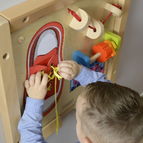 Lavinamoji lenta – rankų miklumo lavinimas Montessori raišteliais MASTERKIDZ