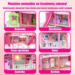 Lėlių namelio vila su priedais ir lėlėmis, 296 vnt. WOOPIE