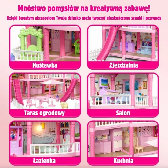 Lėlių namelio vila su priedais ir lėlėmis, 296 vnt. WOOPIE