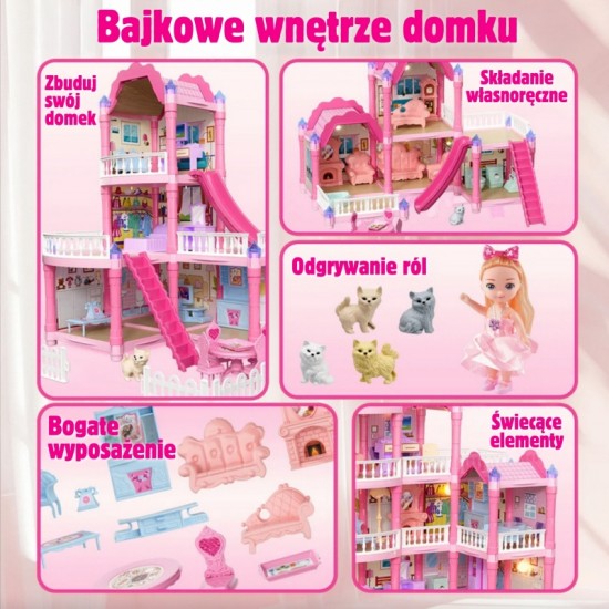 Lėlių namelio vila su priedais ir lėlėmis, 296 vnt. WOOPIE