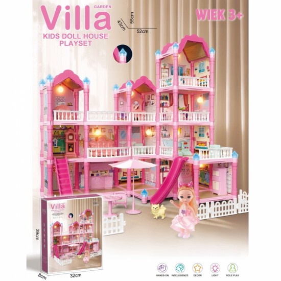 Lėlių namelio vila su priedais ir lėlėmis, 296 vnt. WOOPIE