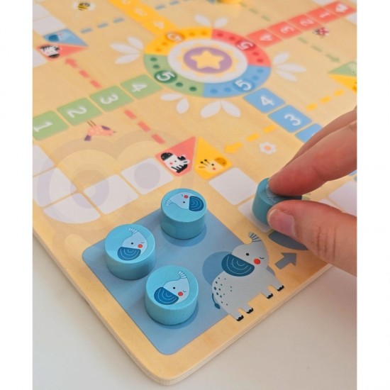 Loginiai stalo žaidimai 2 viename Ludo Ludo + Išlaisvinkite gyvūnus WOOPIE GREEN