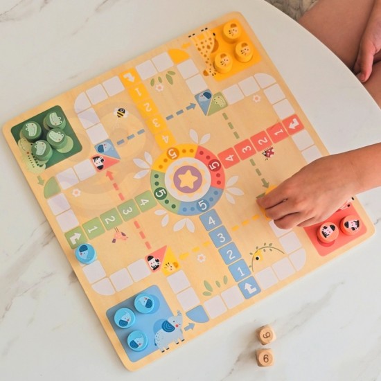 Loginiai stalo žaidimai 2 viename Ludo Ludo + Išlaisvinkite gyvūnus WOOPIE GREEN
