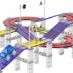 Magnetinė automobilių lenktynių trasa + automobilis 76 vnt. WOOPIE
