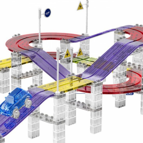 Magnetinė automobilių lenktynių trasa + automobilis 76 vnt. WOOPIE