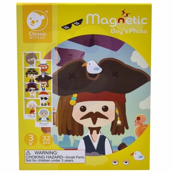 Magnetinė dėlionė berniukams su mados nuotraukomis, 32 vnt. CLASSIC WORLD