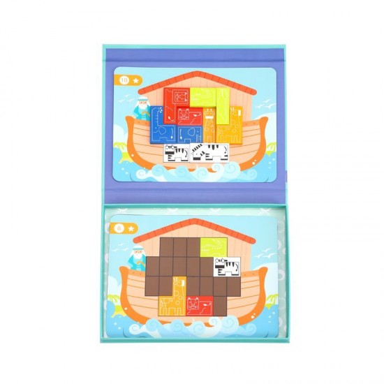 Magnetinė Montessori dėlionė Loginė dėlionė Tetris Nojaus arka 26 vnt. TOOKY TOY