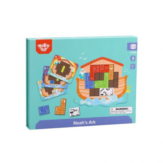 Magnetinė Montessori dėlionė Loginė dėlionė Tetris Nojaus arka 26 vnt. TOOKY TOY