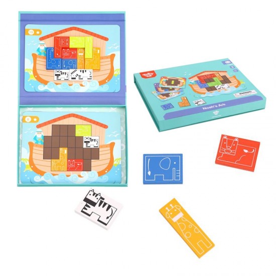 Magnetinė Montessori dėlionė Loginė dėlionė Tetris Nojaus arka 26 vnt. TOOKY TOY