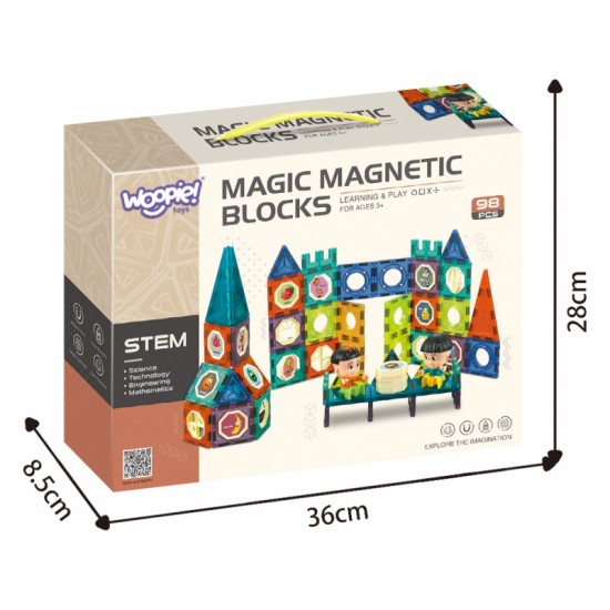 Magnetinės kaladėlės pilis 98 vnt. WOOPIE