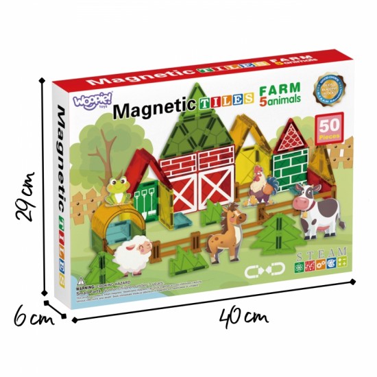 Magnetiniai kaladėlės 7,5 cm Ūkis 30 vnt. WOOPIE