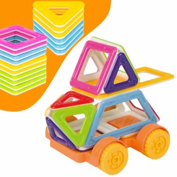 Magnetiniai kaladėlės, transporto priemonės, mini pastatai, 22 vnt. WOOPIE