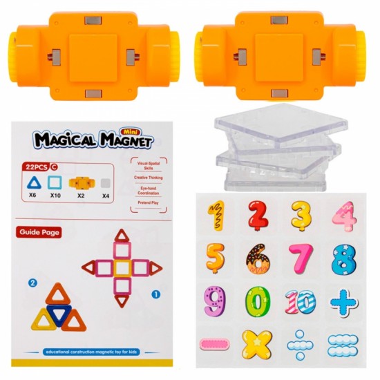Magnetiniai kaladėlės, transporto priemonės, mini pastatai, 22 vnt. WOOPIE