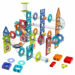 Magnetiniai konstruktoriai 3D edukacinis rinkinys kamuoliukų bėgimui, 113 vnt. WOOPIE