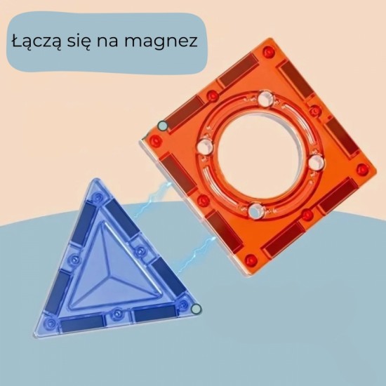Magnetiniai konstruktoriai 3D edukacinis rinkinys kamuoliukų bėgimui, 113 vnt. WOOPIE