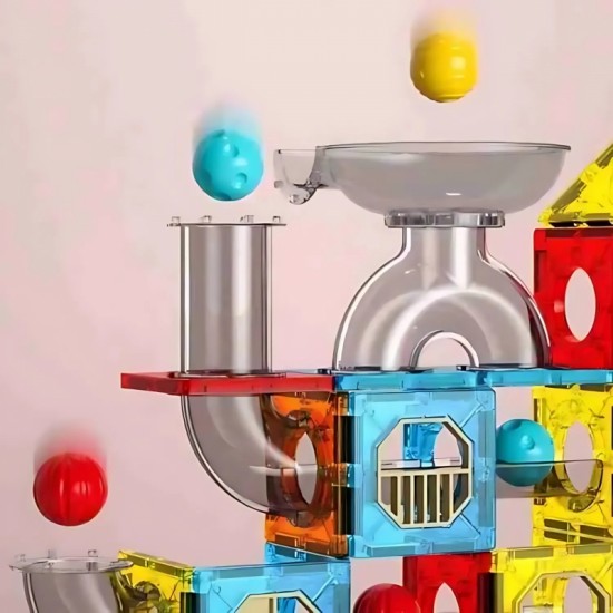 Magnetiniai konstruktoriai 3D edukacinis rinkinys kamuoliukų bėgimui, 113 vnt. WOOPIE