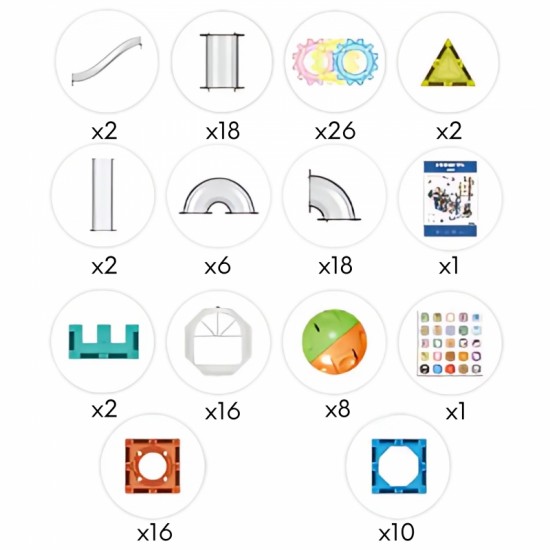 Magnetiniai konstruktoriai 3D edukacinis rinkinys kamuoliukų bėgimui, 126 vnt. WOOPIE