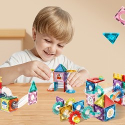 Magnetiniai konstruktoriai 3D edukacinis rinkinys kamuoliukų bėgimui, 126 vnt. WOOPIE