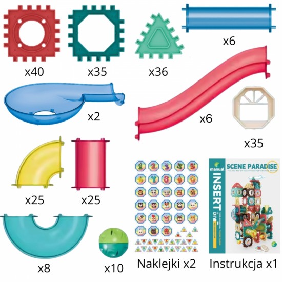 Magnetiniai konstruktoriai 3D edukacinis rinkinys kamuoliukų bėgimui, 228 vnt. WOOPIE